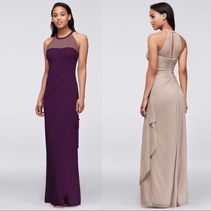 David’s Bridal Bridesmaid Long Dress F15662, Plum Purple